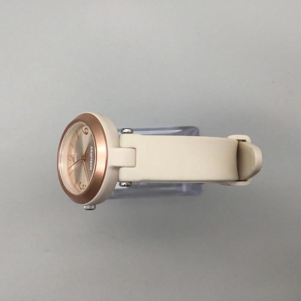 Armitron Pro Sport Womens Watch 32mm Rose Gold Tone Beige Resin New Battery